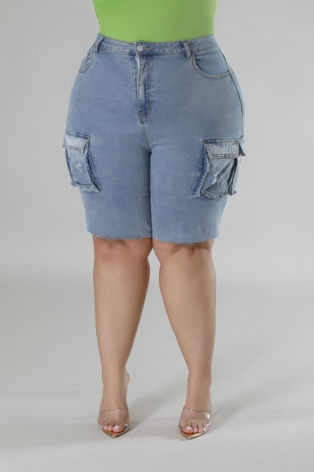 Plus Size Classic Denim Bermuda Shorts Curvi Gal 6446