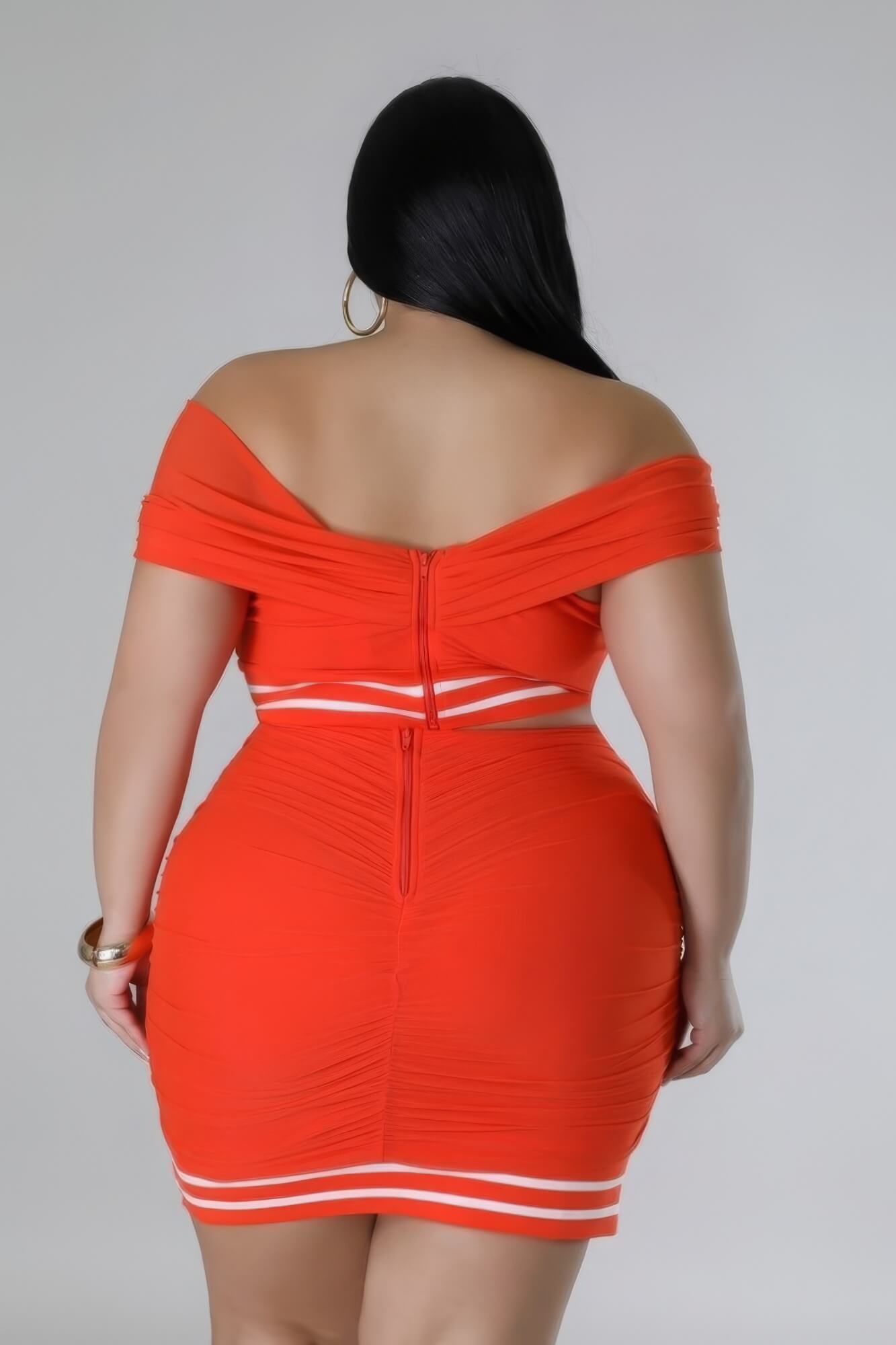 Plus Orange Stretch Skirt Set