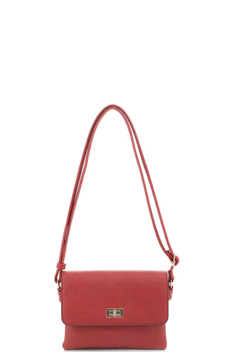 Smooth Colored Leather PU Crossbody Bag