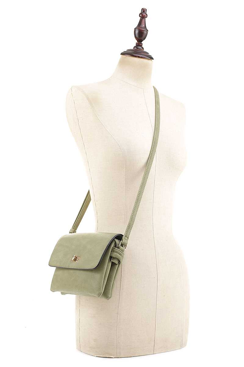 Smooth Colored Leather PU Crossbody Bag