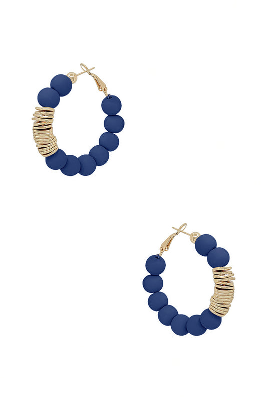 Clay Ball with Metal Accent Hoop Earrings