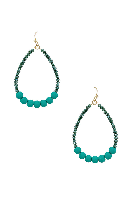 Colorful Clay Ball Accent Beads Teardrop Earrings