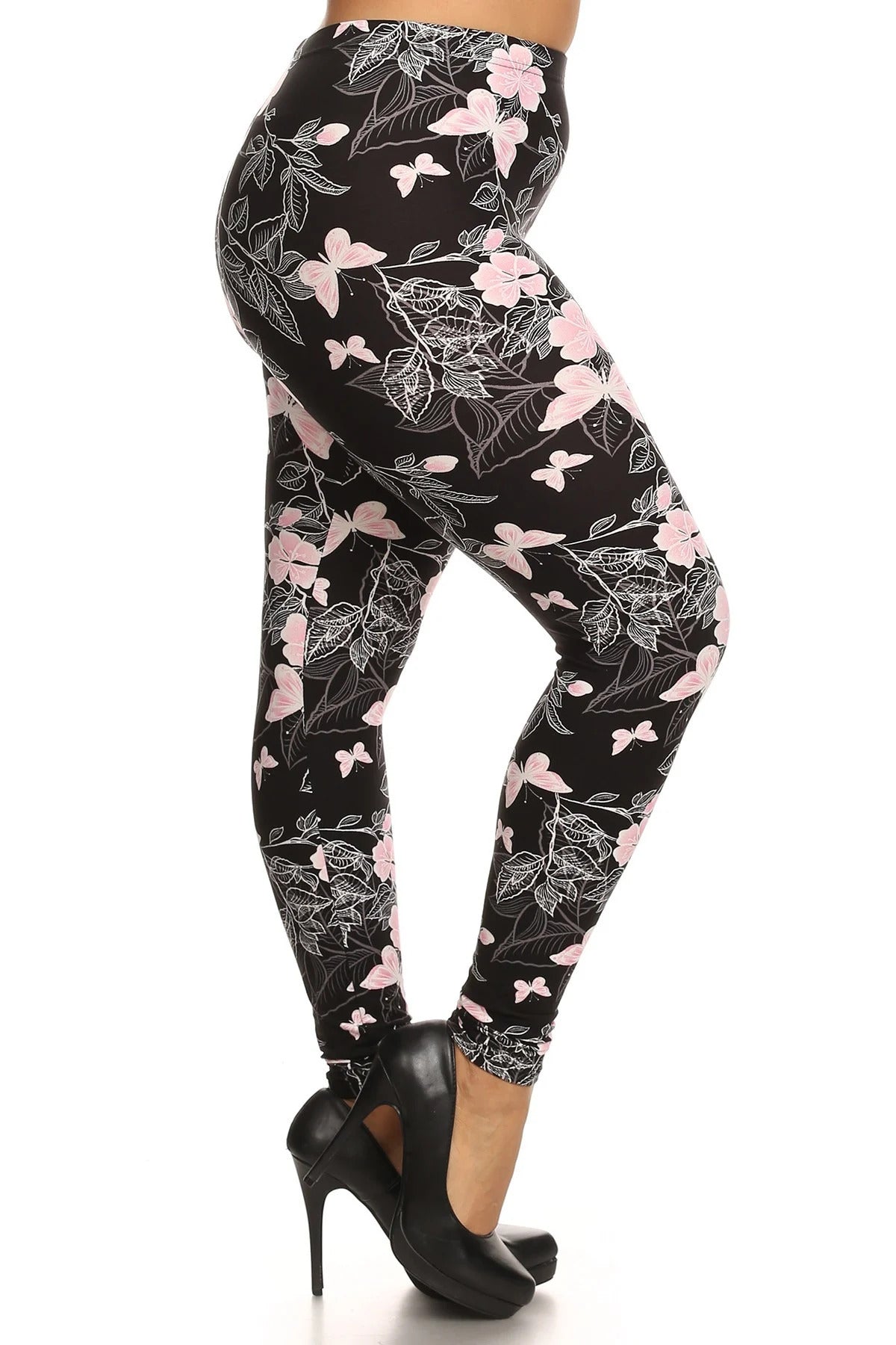 Plus Butterfly Graphic Printed Knit Leggings