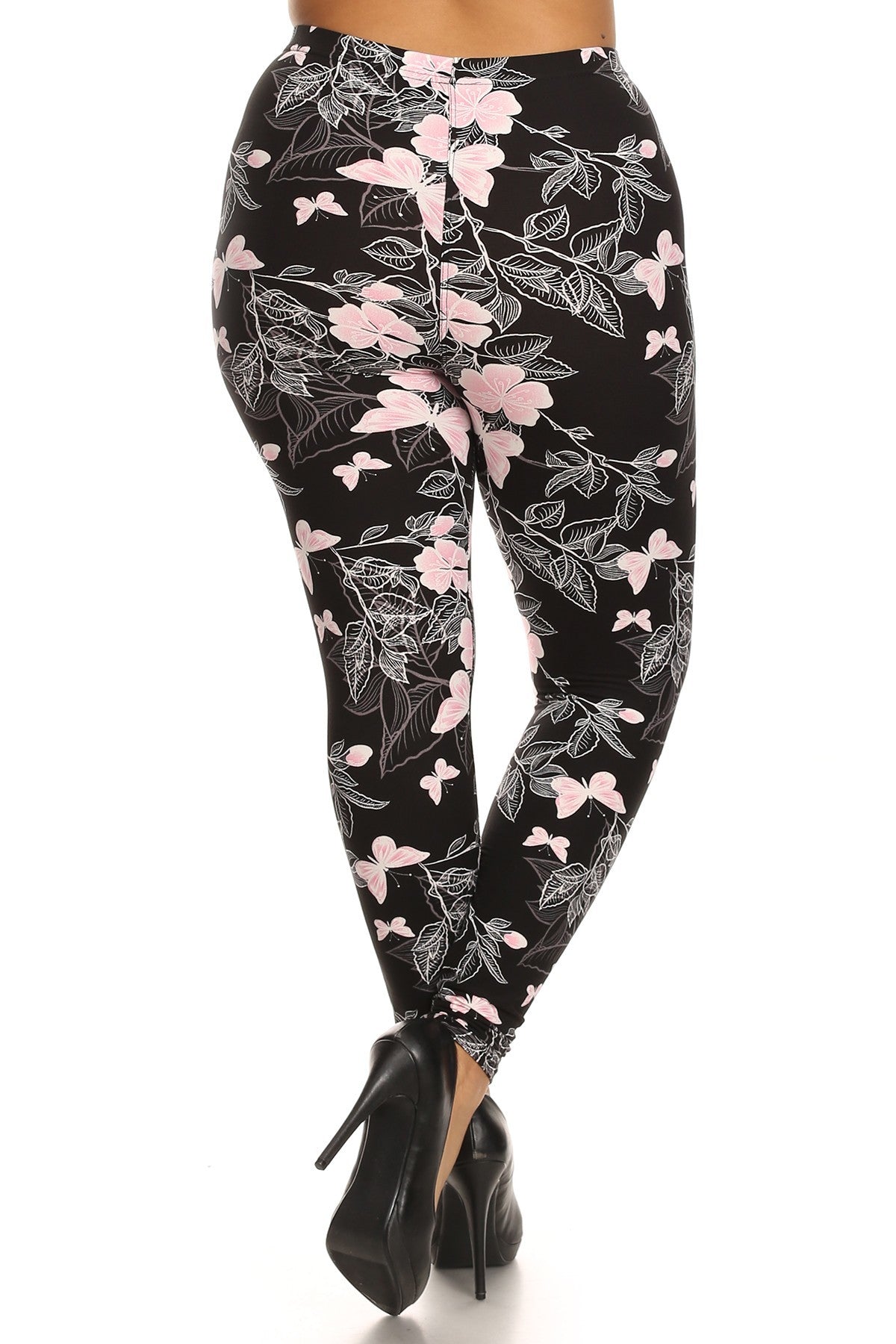 Plus Butterfly Graphic Printed Knit Leggings