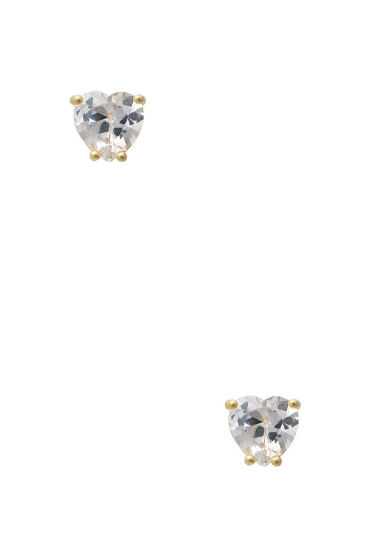 Gold Heart 8mm Crystal Stud Earrings - Curvi Gal