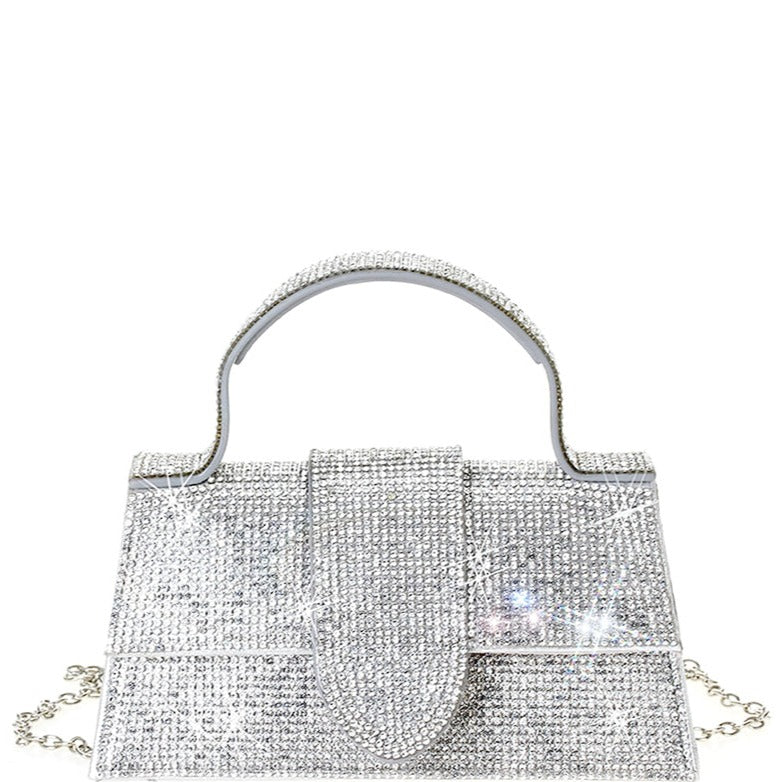 Rhinestone Allover Chic Design Handle Bag