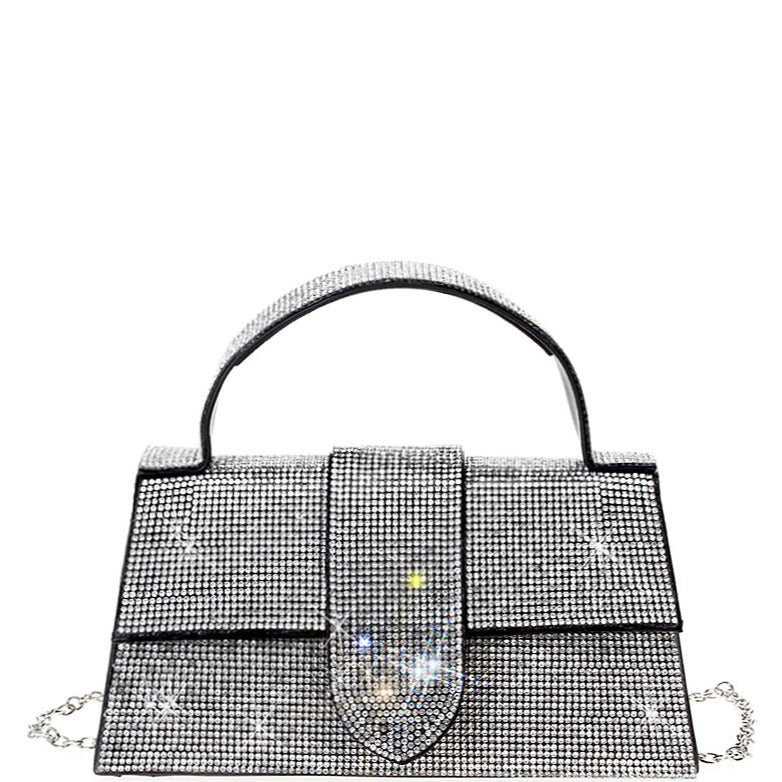 Rhinestone Allover Chic Design Handle Bag