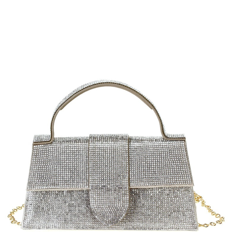 Rhinestone Allover Chic Design Handle Bag