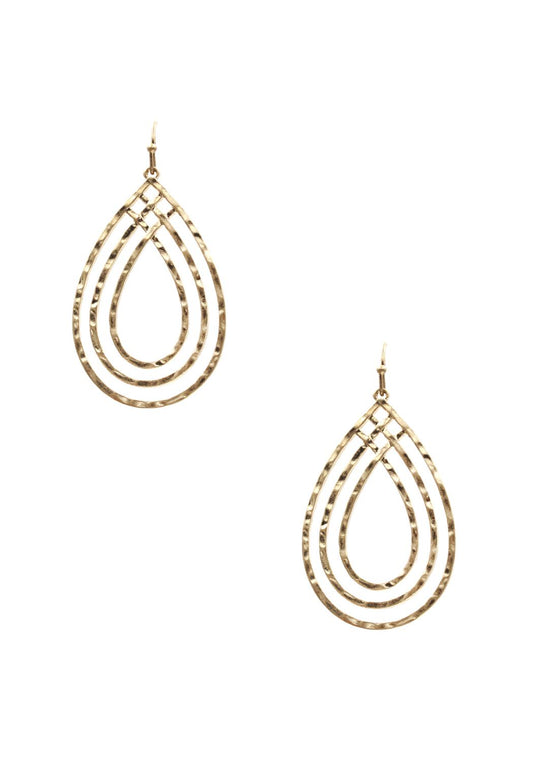 Metal Rounded Teardrop Dangle Earrings