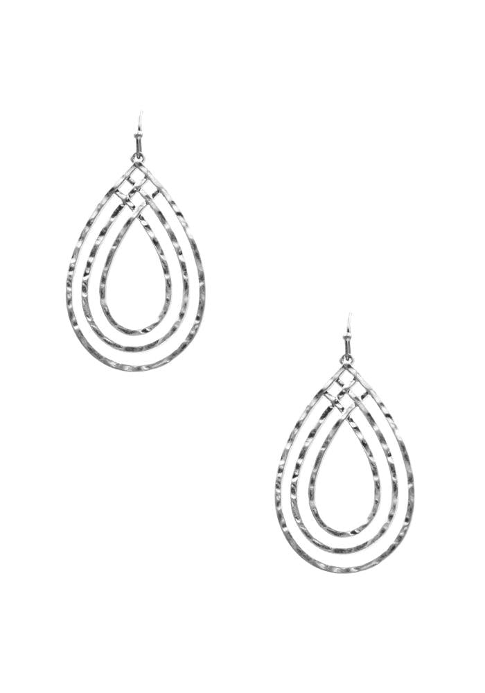 Metal Rounded Teardrop Dangle Earrings