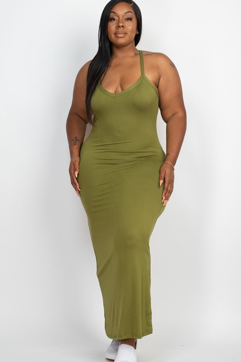 Plus Olive Racer Back Maxi Dress