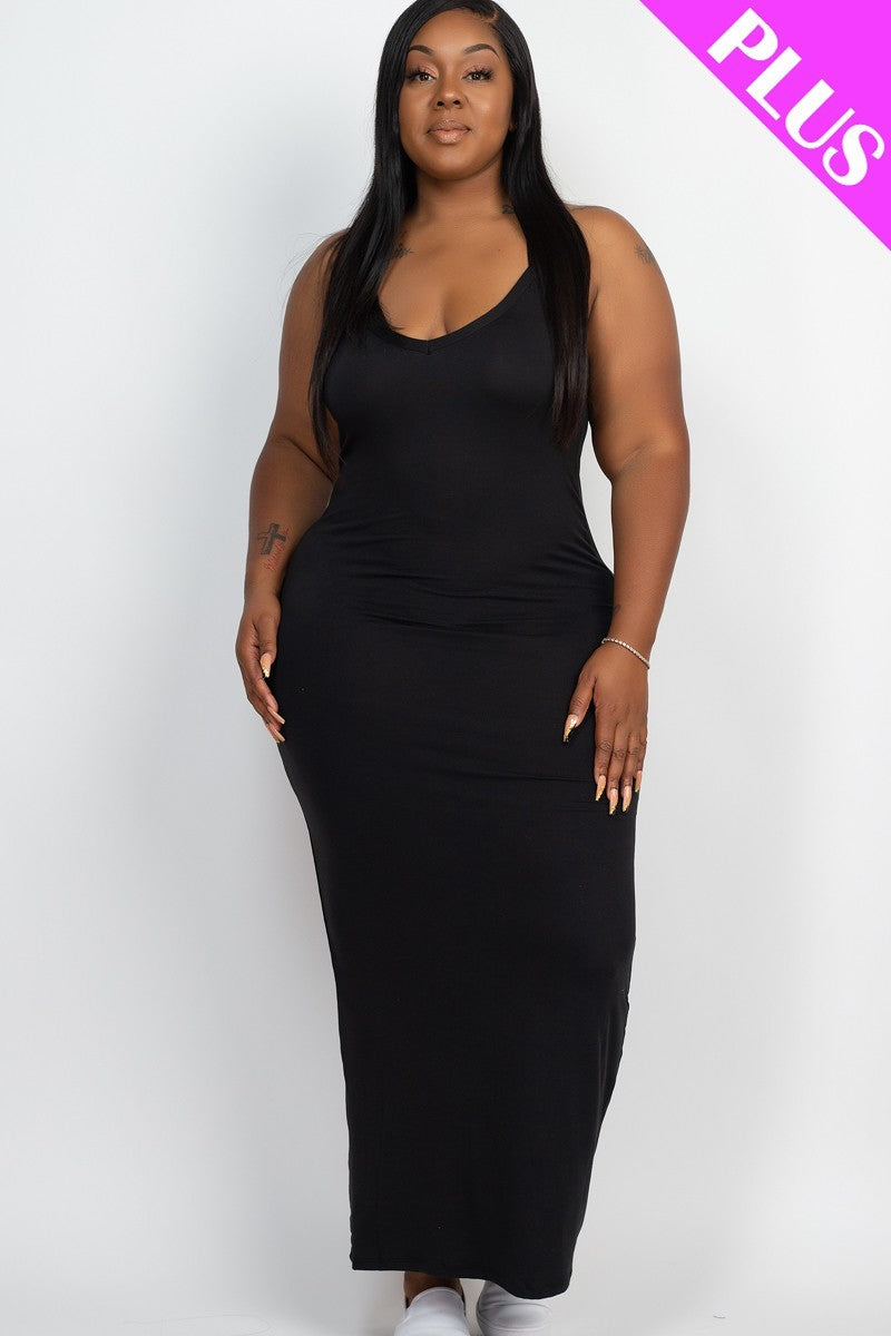 Plus Black Racer Back Maxi Dress