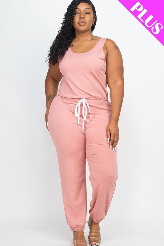 Plus Mauve Elasticized Waist Jogger Jumpsuit