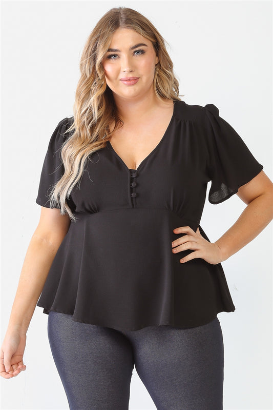 Plus Black Tie Detail Flare Top