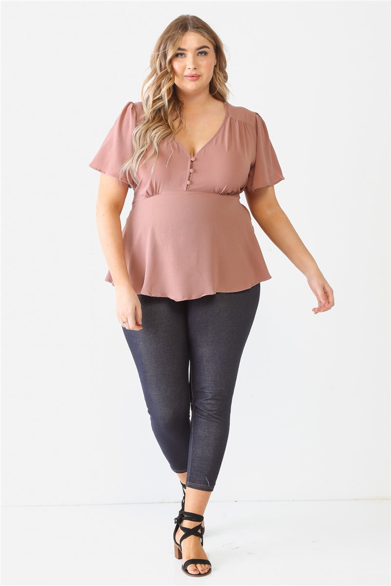 Plus Mauve Tie Detail Flare Top