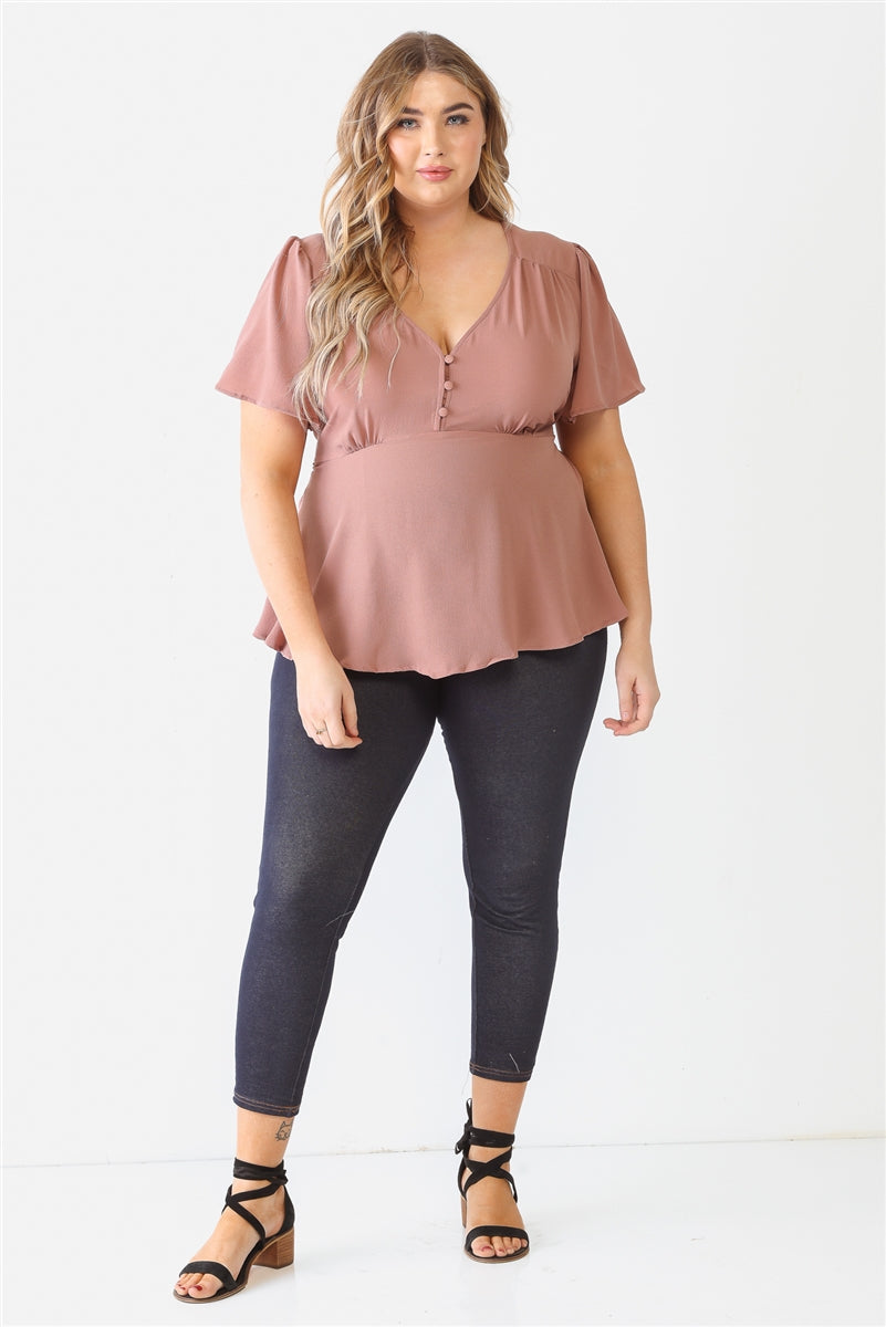 Plus Mauve Tie Detail Flare Top