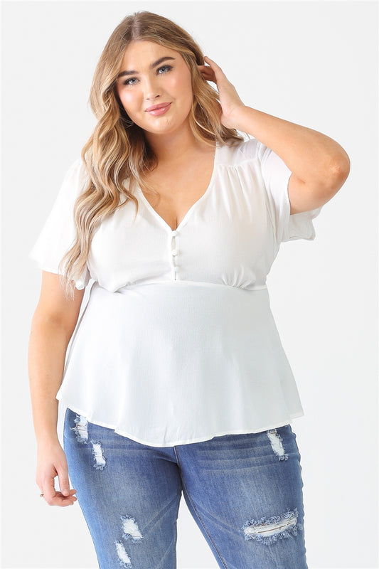 Plus White Tie Detail Flare Top