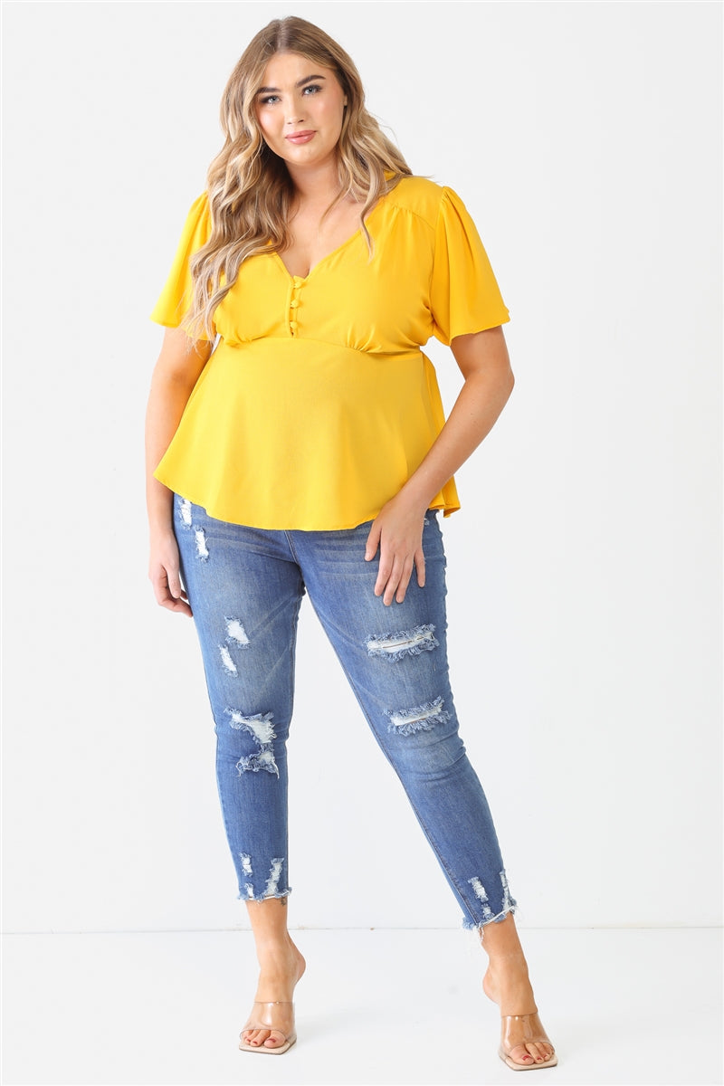 Plus Yellow Tie Detail Flare Top