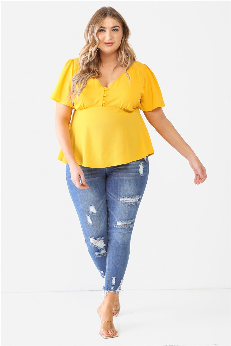 Plus Yellow Tie Detail Flare Top