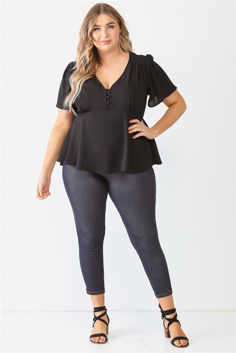 Plus Black Tie Detail Flare Top