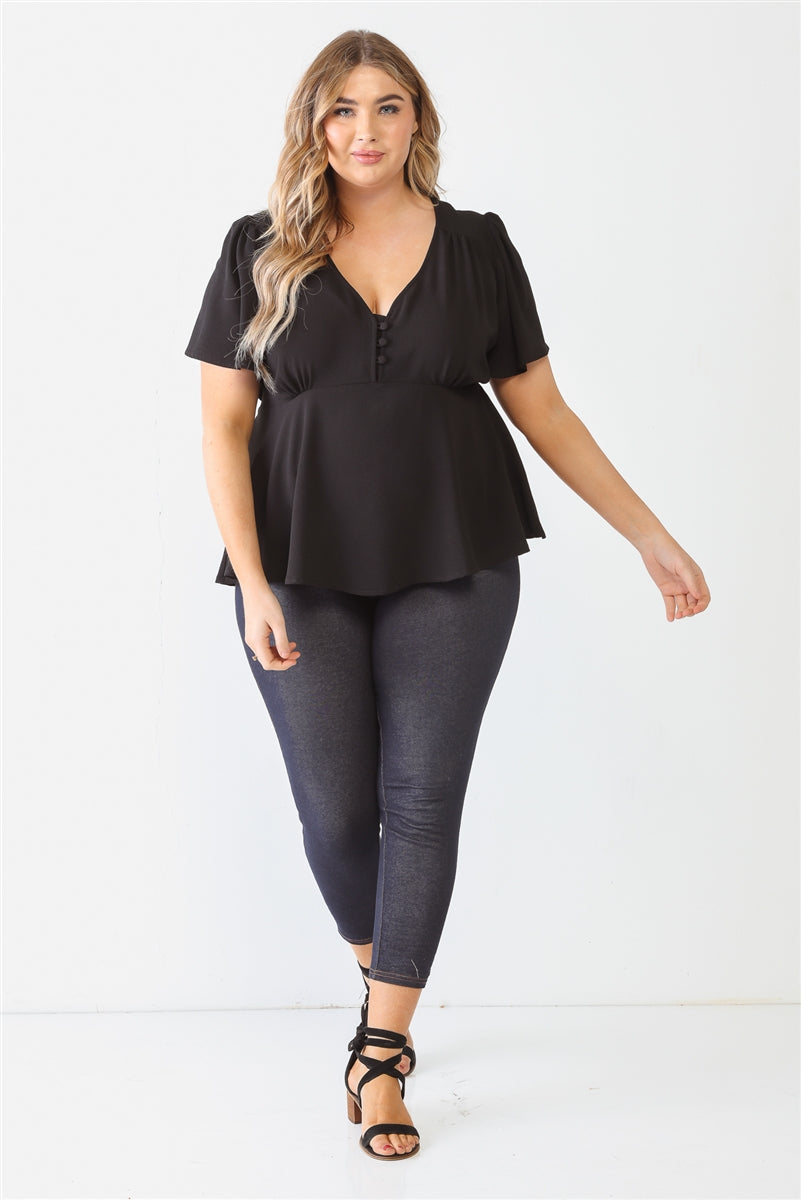 Plus Black Tie Detail Flare Top