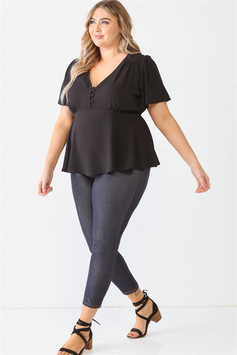 Plus Black Tie Detail Flare Top