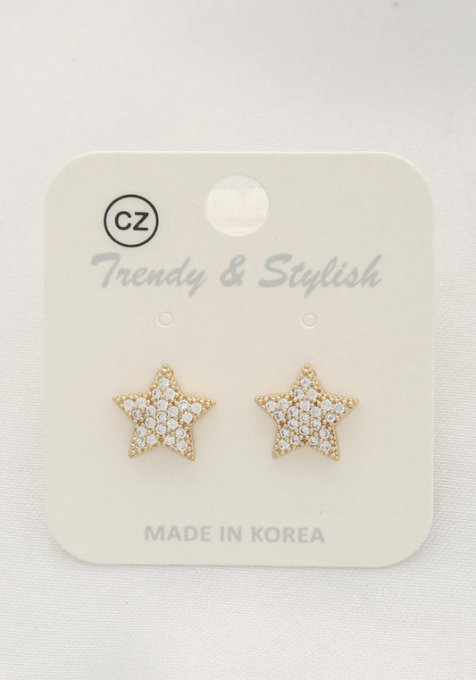 Gold/Rhodium Crystal Star Stud Earrings