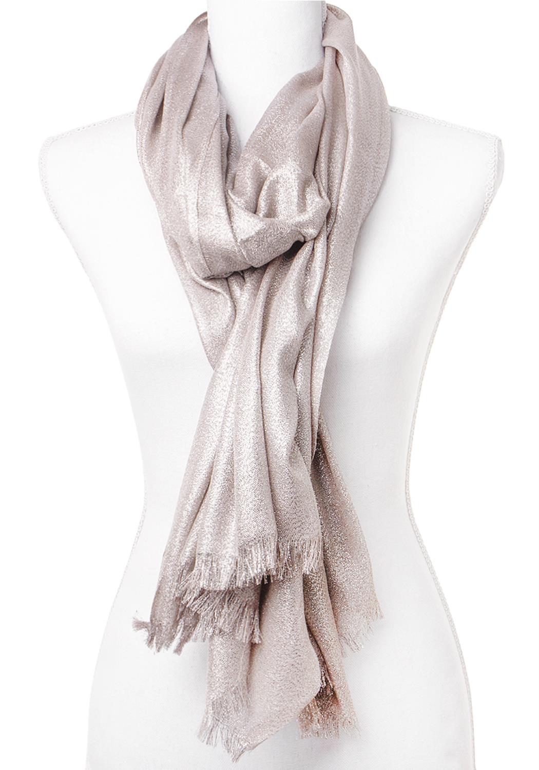 Chic Light Brown Glitter Fringe Scarf