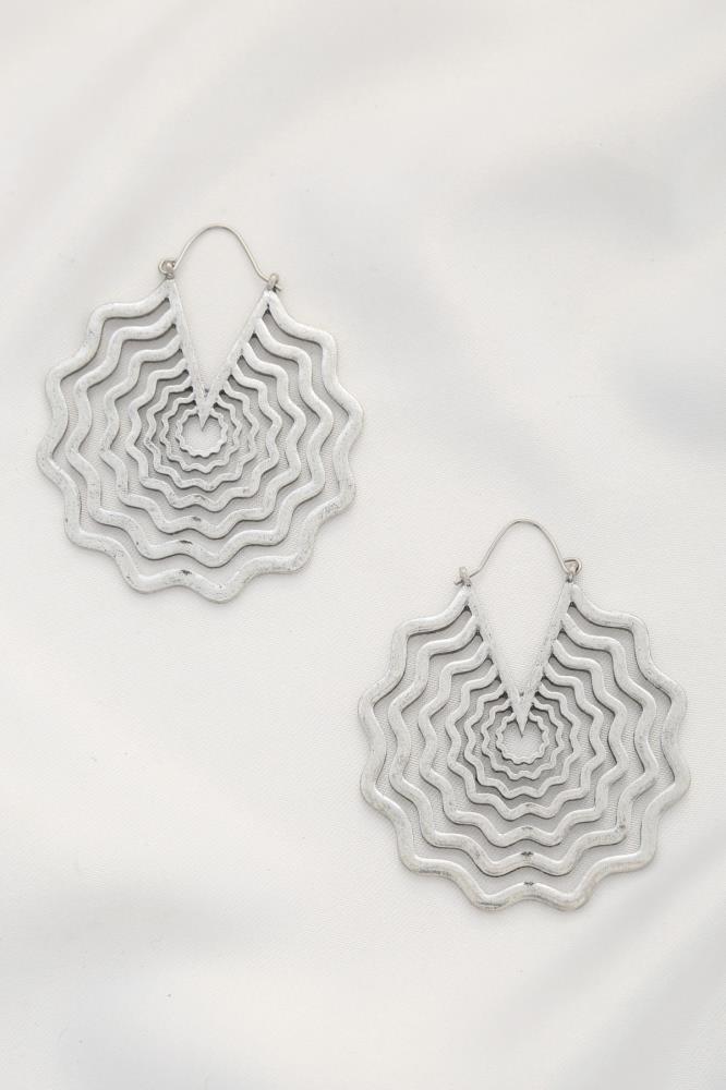 Silver Spider Web Metal Dangle Earrings