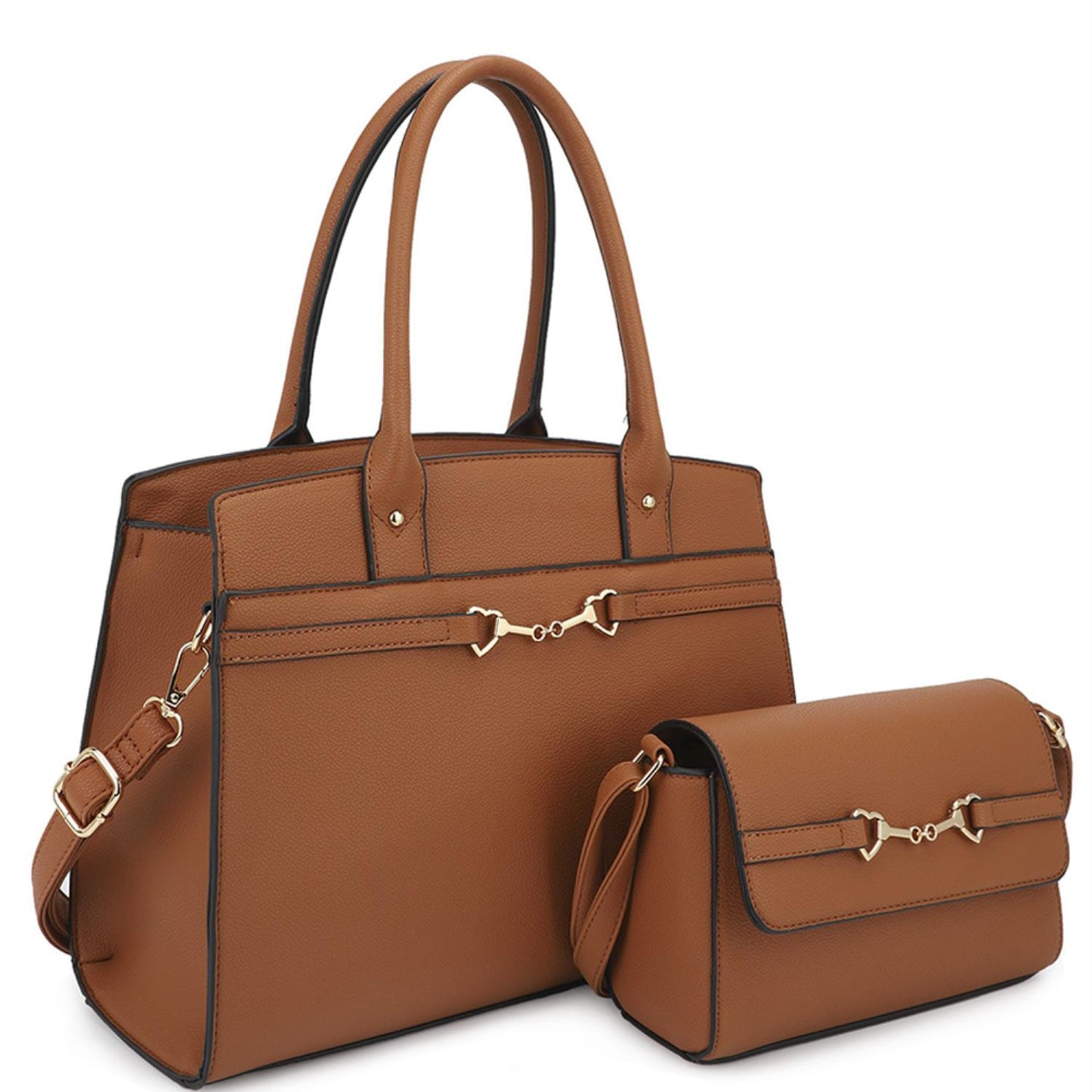 2-in-1 Matching Design Handle Satchel with Crossbody Bag