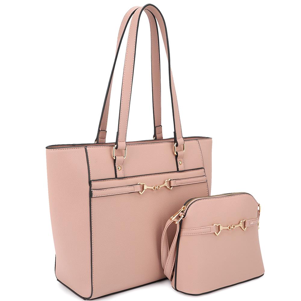 2-in-1 Smooth Matching Shoulder Tote Bag with Crossbody Set