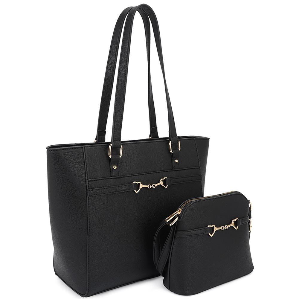 2-in-1 Smooth Matching Shoulder Tote Bag with Crossbody Set