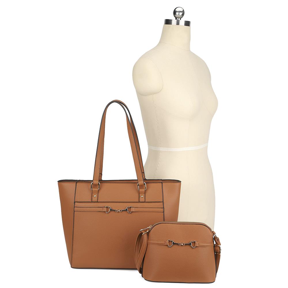2-in-1 Smooth Matching Shoulder Tote Bag with Crossbody Set