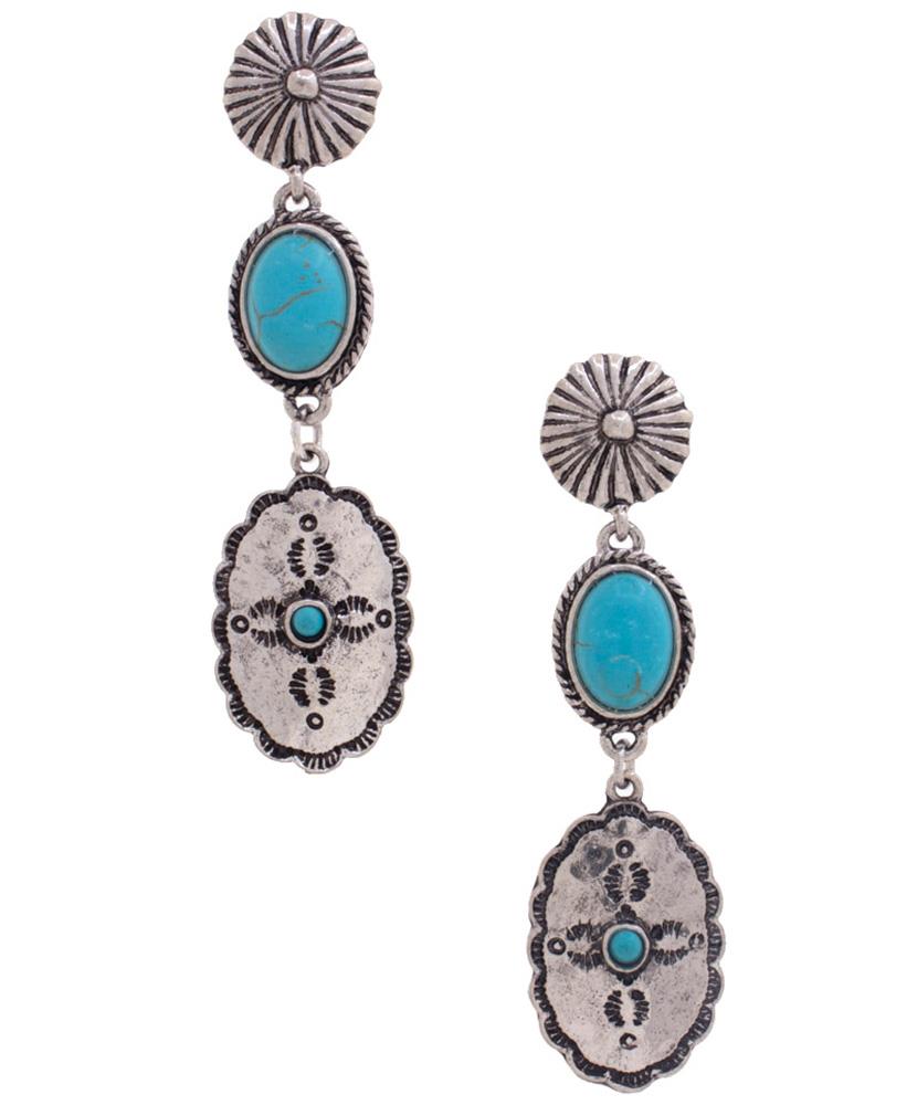 Oval Dangle Earrings in Turquoise