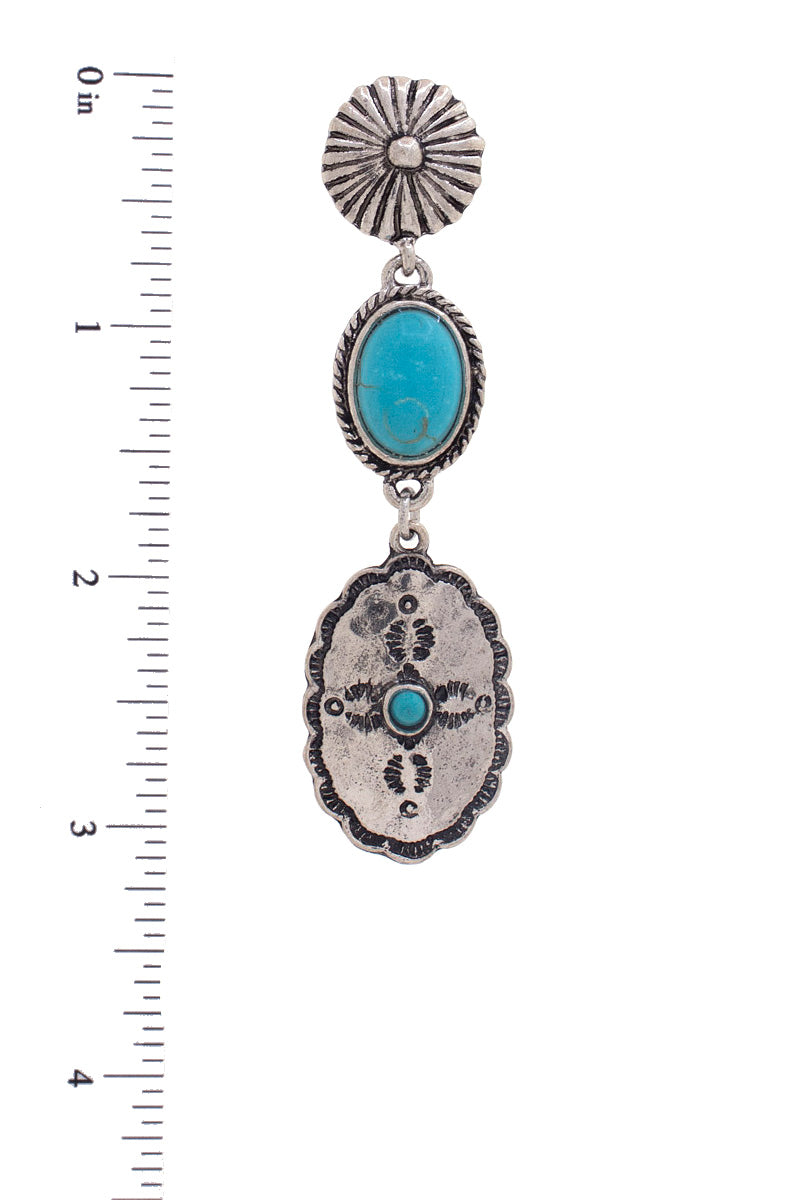 Oval Dangle Earrings in Turquoise