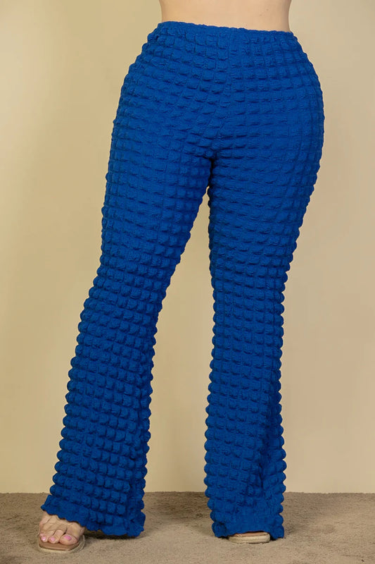 Plus Royal Blue Bubble Fabric Flare Pants