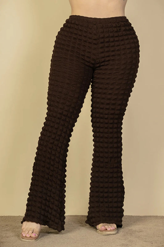 Plus Chocolate Brown Bubble Fabric Flare Pants