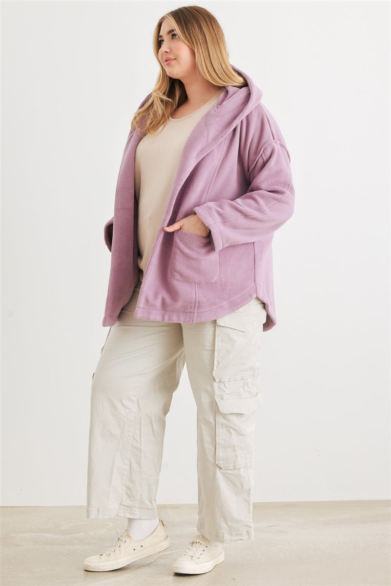 Plus Mauve Hooded Open Front Cardigan Jacket