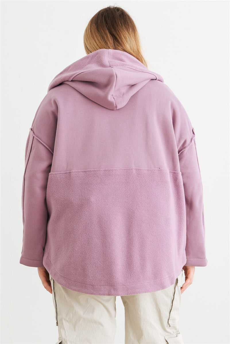 Plus Mauve Hooded Open Front Cardigan Jacket