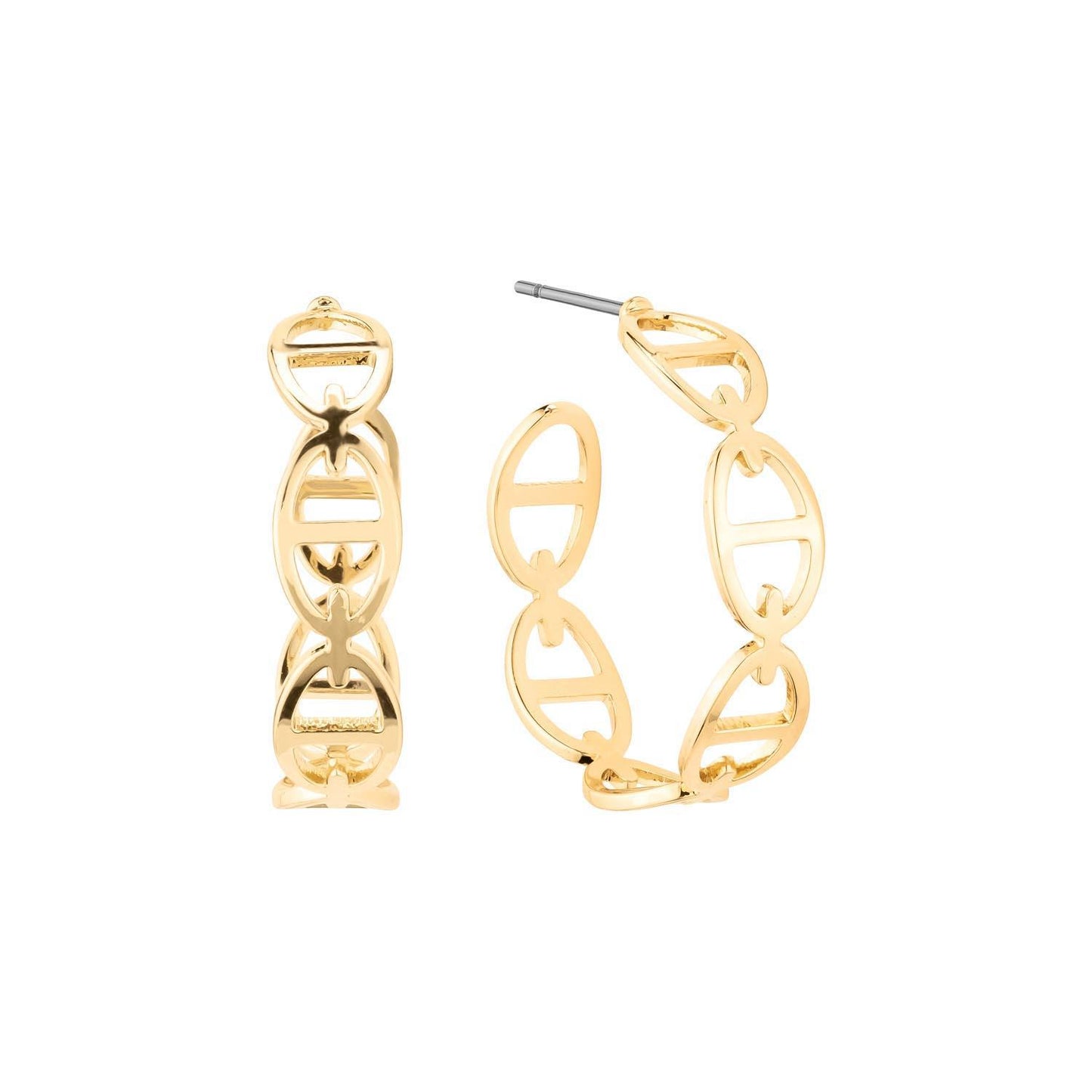 Gold Metal Chain Hoop Earrings