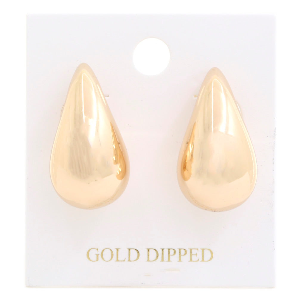 Gold Teardrop Puff Dipped Earrings