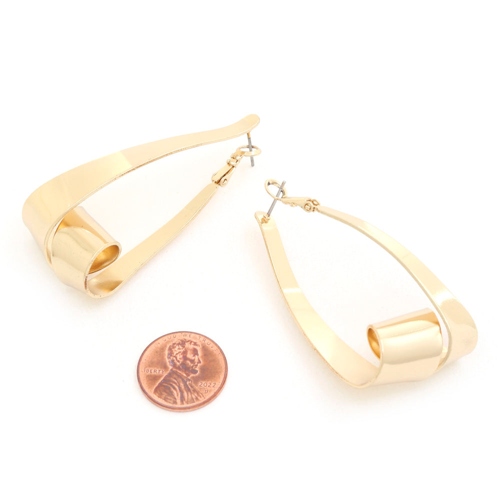 Gold Triangle Loop Dangle Earrings
