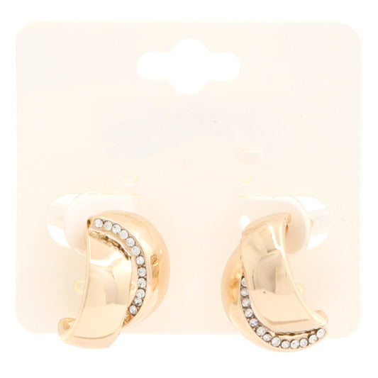 Double Circle Gold Rhinestone Earrings