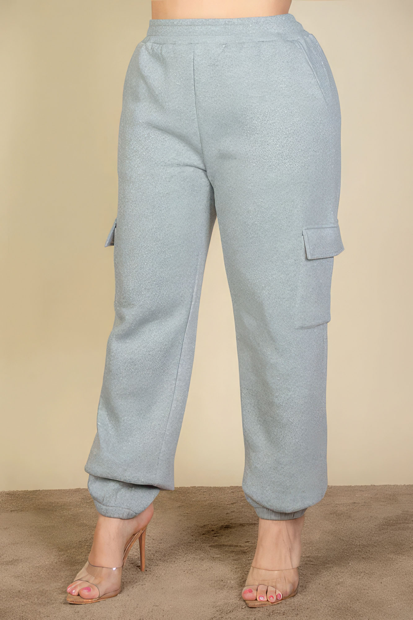 Plus Heather Grey Drawstring Waist Sweatpants