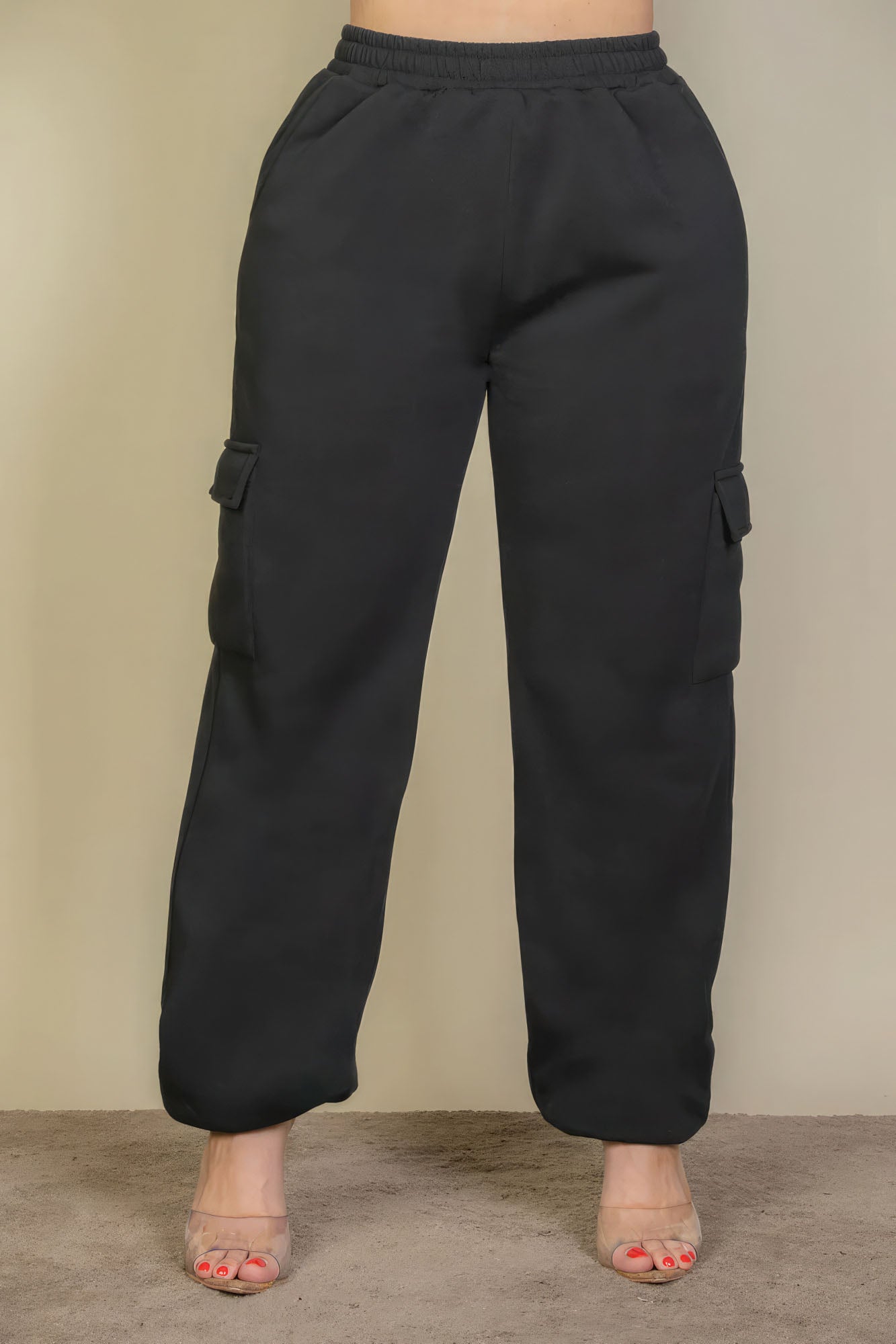 Plus Black Drawstring Waist Sweatpants