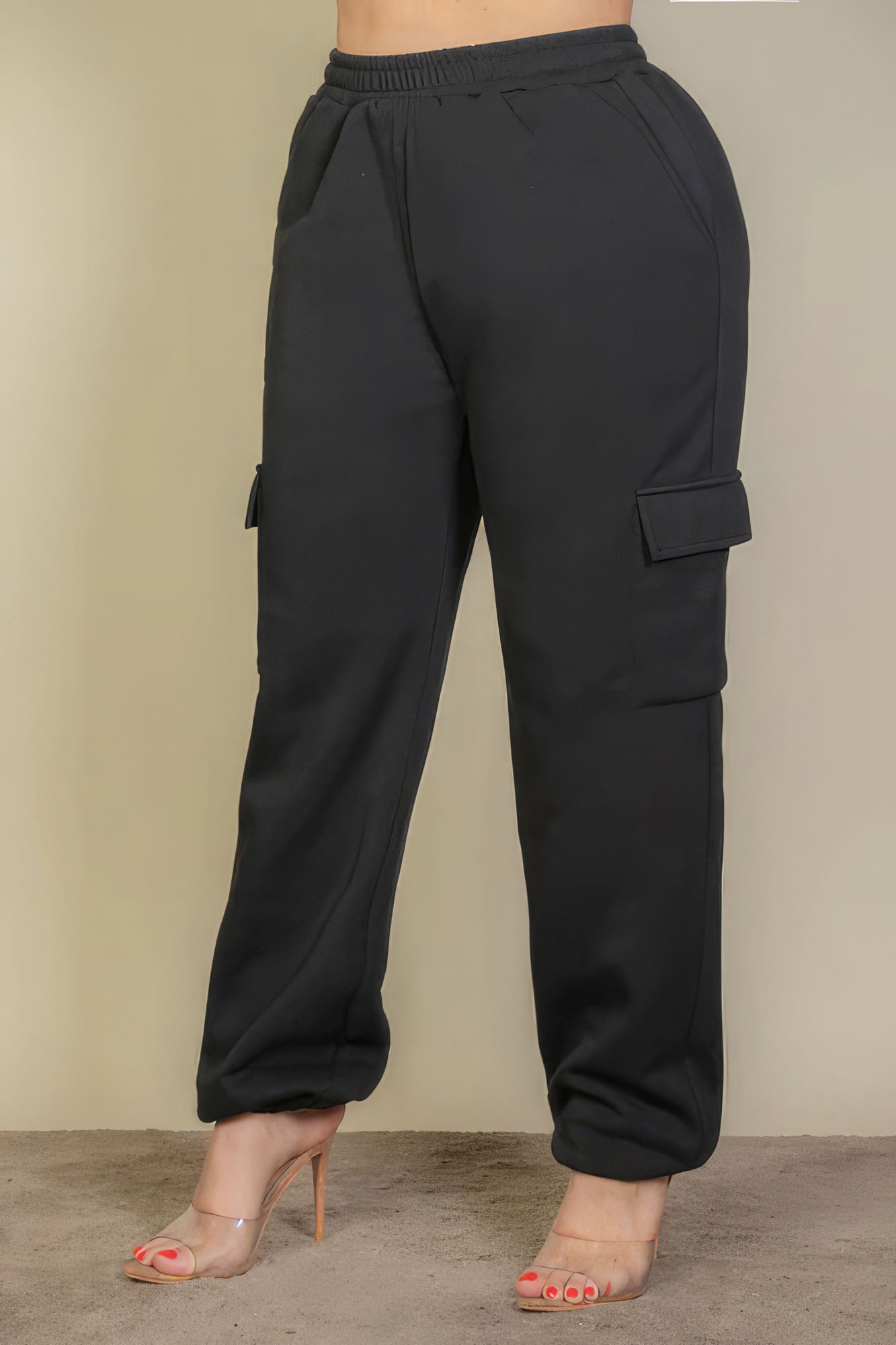 Plus Black Drawstring Waist Sweatpants