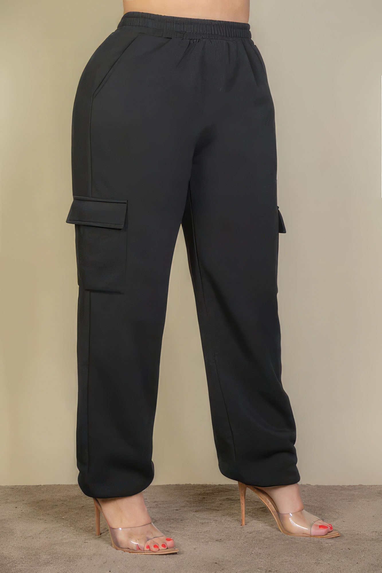 Plus Black Drawstring Waist Sweatpants