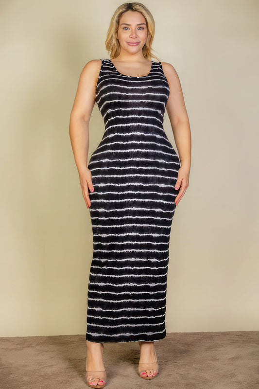 Plus Black Tie Dye Tank Bodycon Maxi Dress