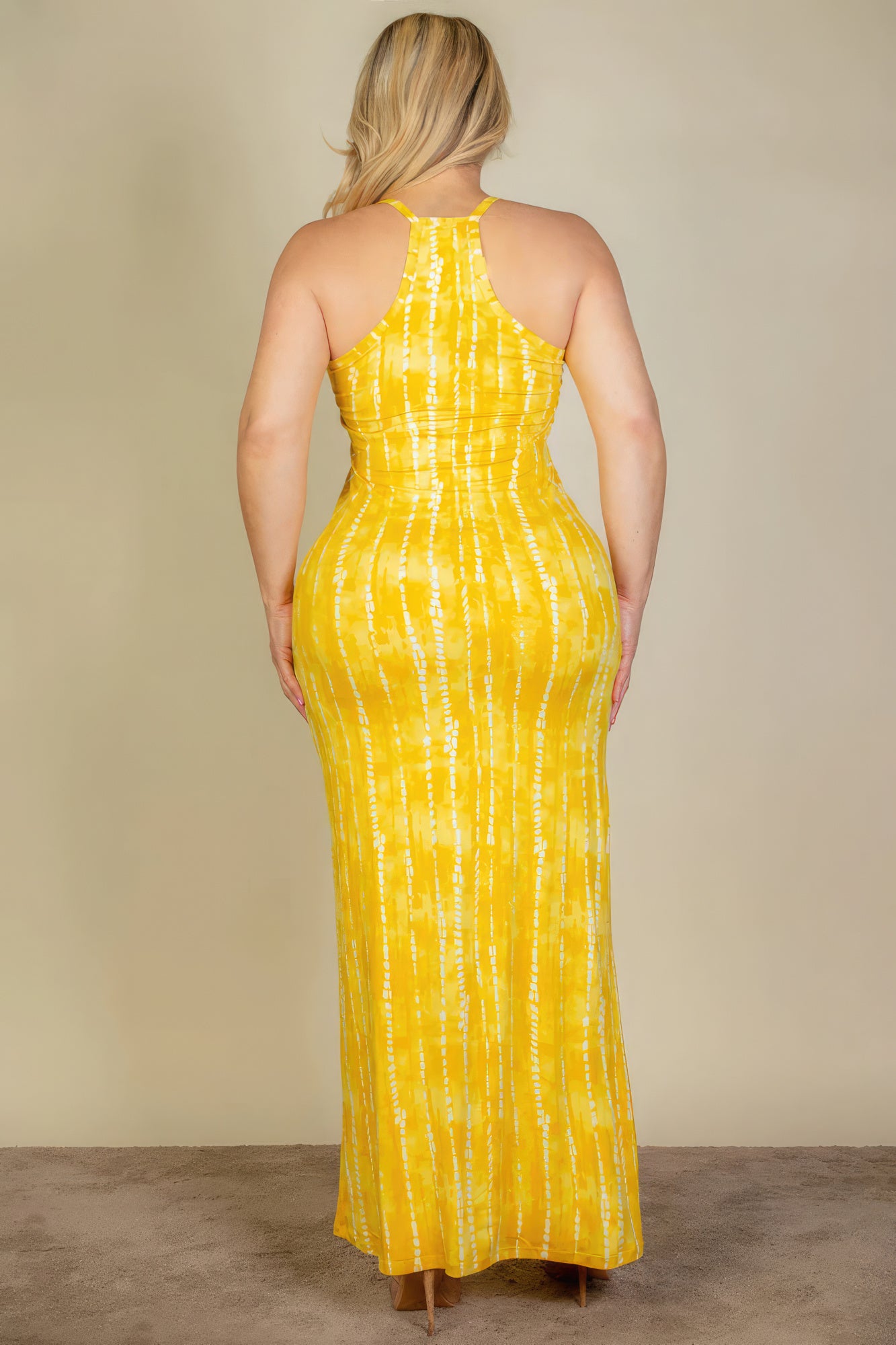 Plus Mustard Tie Dye Cami Bodycon Maxi Dress