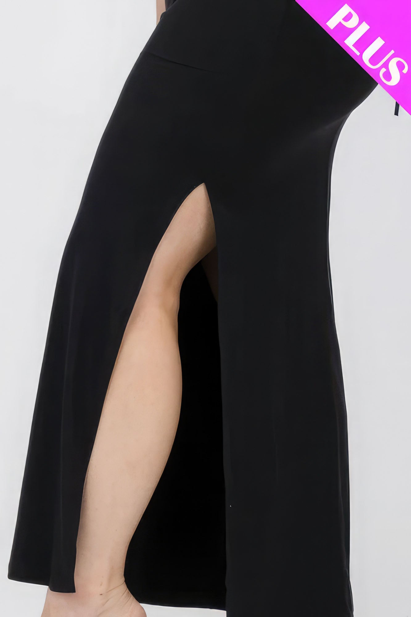 Plus Black Criss Cross Back Split Thigh Maxi Dress